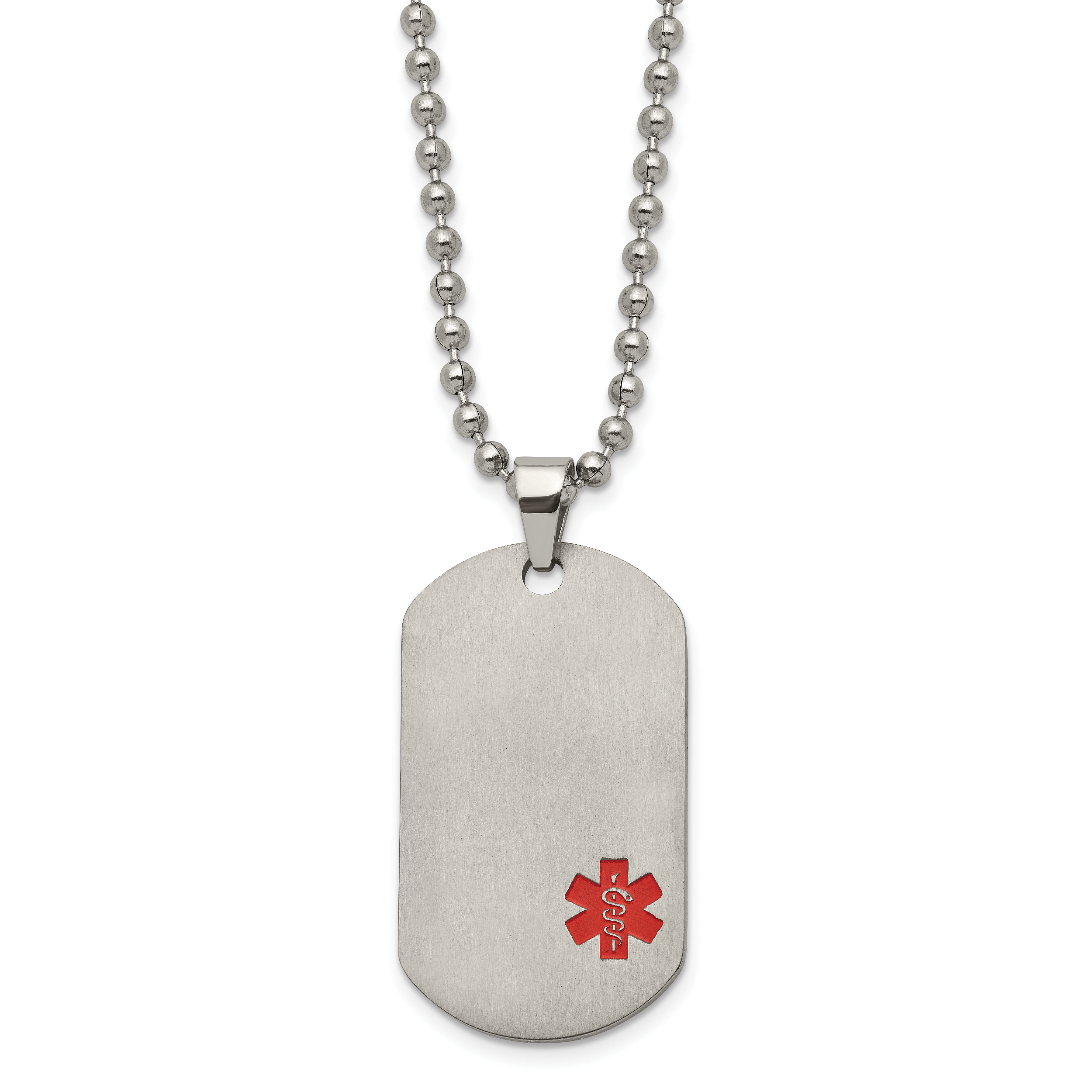 Titanium Brushed Red Enamel Medical Alert Id Dog Tag 22 Inch Chain ...