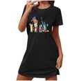 thumbnail image 2 of Camisón corto de talla grande para mujer, camisón de manga corta con estampado de pecho a la moda, camisón para mujer, 2 of 7