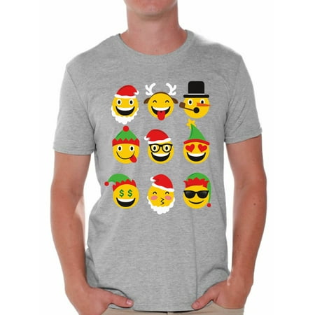 Awkward Styles Emoji Christmas Shirt Christmas Santa Tshirt Ugly Christmas T Shirt for Men Santa Claus Shirt Funny Christmas Gifts for Him Xmas Ugly Tshirt Christmas Workout Clothes Santa Xmas Shirt