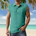 thumbnail image 2 of Men's Sleeveless Button Down Tank Top Shirt Gym Workout Running Beach Summer Tee Vest Big And Tall Muscle Fit Mens Summer Lightweight Pullover Tee Shirts, 2 of 5