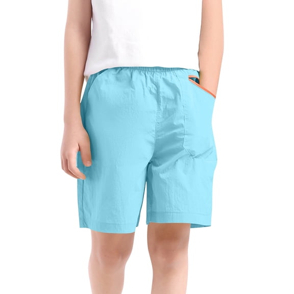 Amidoa Boys Shorts Soft Elastic Waist Casual Summer Sports Shorts for Kids Blue Size 8