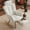 Ivory, variant on Mid Century Modern Rocking Glider Chair with Footstool, Soft Teddy Fabric Accent Armchair for Living Room, Nursery, Bedroom (Ivory)