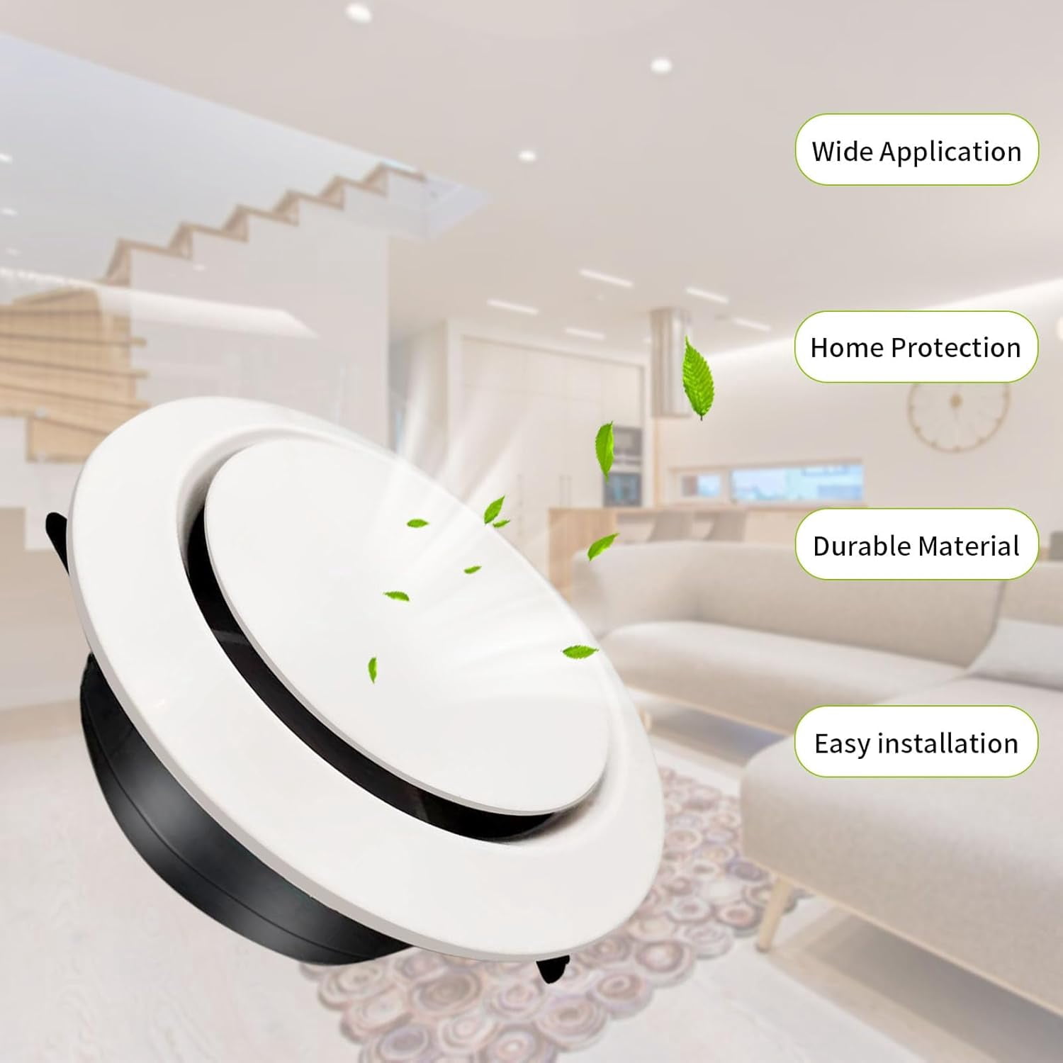 2PCS 6 Inch Air Vent Covers ABS Round Adjustable Soffit Vent and Round Walls & Ceilings Diffuser Vent Cover for Exhaust Fan and Inline Duct Fan Bathroom Kitchen Garage Use