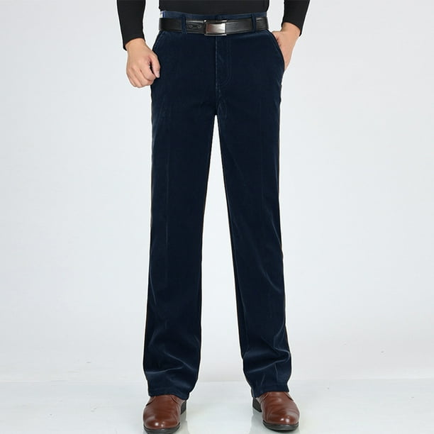 Pantalones de pana rectos de color liso con bolsillo informal para hombre