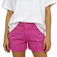 thumbnail image 3 of Women'S Casual Ripped Denim Shorts High Rise Distressed Rolled Hem Jeans Shorts Rose Red L, 3 of 7
