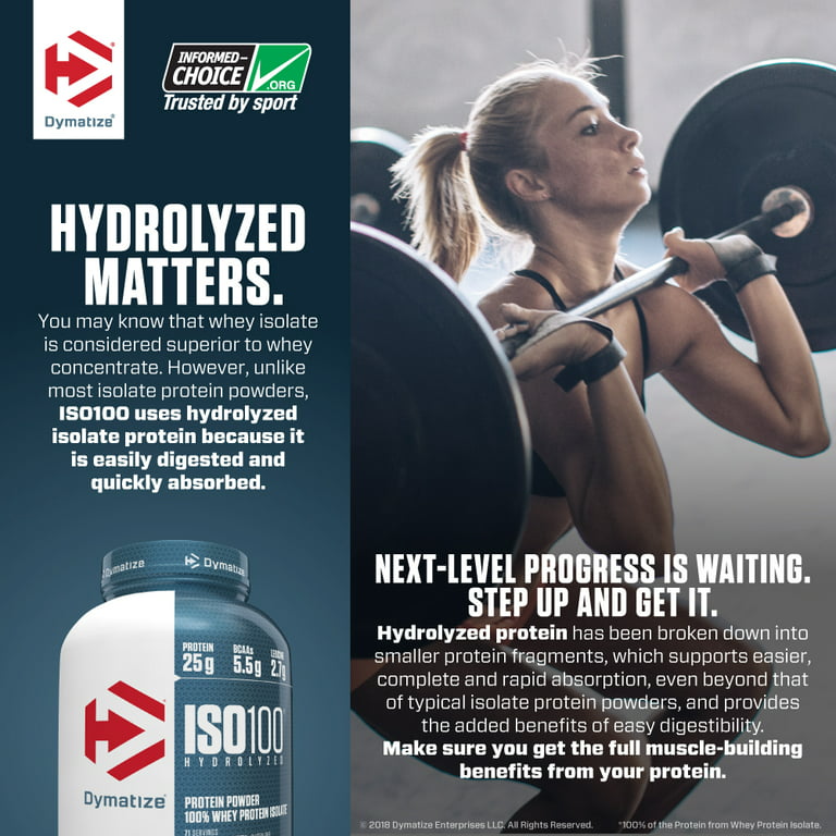  Dymatize ISO100 Hydrolyzed Protein Powder, 100% Whey Isolate  Protein, 25g of Protein, 5.5g BCAAs, Gluten Free, Fast Absorbing, Easy  Digesting, Gourmet Chocolate, 5 Pound : Health & Household