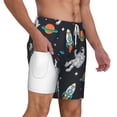 thumbnail image 2 of Kdxio Space Print Men'S Swim Trunks With Compression Liner 7 Inch Inseam Quick Dry Swim Shorts, 2 of 7