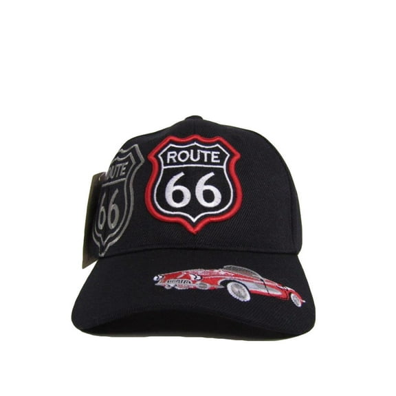 Embroidered Route 66 Rte 66 Black Shadow baseball style ball Cap Hat