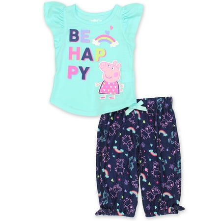 2 Piece Capri Pullover - Peppa Pig Toddler Girl's Top and Capri Pants 2 Piece Pajamas Set K183955PP