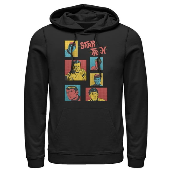 Men's Star Trek: The Original Series Retro Character Squares Pull Over Hoodie Black Large