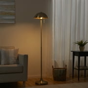 Better Homes & Gardens 62 in Modern Pull-Chain Brass Floor Lamp with Brass Dome Shade