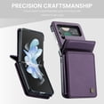 thumbnail image 6 of Allytech Business Wallet Case for Samsung Galaxy Z Flip3 with Credit Card Holder, [RFID Blocking] [Camera Screen Protection] PU Leather Magnetic Clasp Kickstand Shockproof Protective Case - Purple, 6 of 7