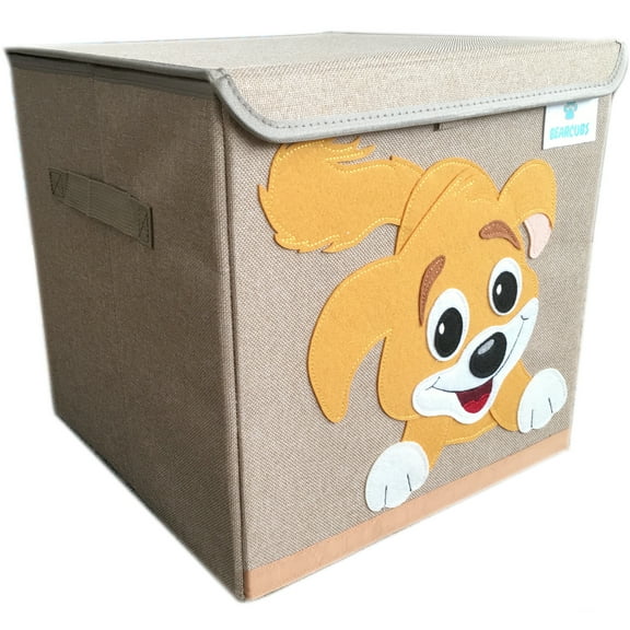 Folding Animal Toy Box with Lid - Cute Puppy Toy Chest and Versatile Storage Organizer for Nursery and Home