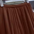 thumbnail image 3 of Women's High Waisted Midi Pleated Skirt Elastic Waist A-Line Flowy Mesh Tulle Skirt Elegant Lightweight Breathable Casual Daily Wear Office Work Party Swing Skirt, 3 of 4