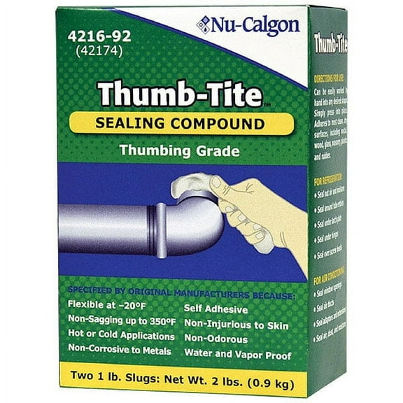 Nu-Calgon Caulking Compound, 2 lb, Slug, Whites, Thumb-Tite 4216-92