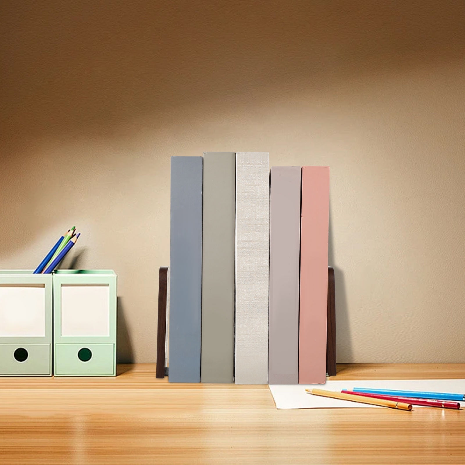 SKISUNO Vintage Style Wooden Bookends Decorative Set of 2 for Home Office Shelf Organization