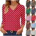 thumbnail image 2 of ShiShine Womens Blouses Dressy Casual Business Tops Polka Dot 3/4 Sleeve V Neck Work Office Shirts, 2 of 6
