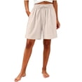thumbnail image 3 of Binmer Women’s Drawstring Elastic Waist Casual Loungewear Shorts, Womens and Women's Khaki,Size M-3XL, 3 of 7
