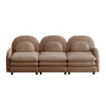 thumbnail image 5 of Miekor Furniture Teddy Fabric Soft Cloud-like 3-Seat Sofa,Curved Backrest and Armrest with Curved Lumbar Pillows, Modular 3 Seater Couch with Supportive Double-layer cushion, Camel No6969, 5 of 9