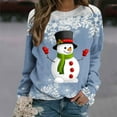 thumbnail image 2 of Dezsed Womens Christmas Shirts Clearance Women's Shirt Tops Casual Christmas Snowman Printed Round Neck Long Sleeve Pullover Blouse Sweatshirt Tops Blue M, 2 of 6