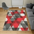 thumbnail image 2 of Geometric Turkish Area Rug, Abstract Geometric Pattern Vintage Inspired Retro Colors Old Style Graphic Art, Soft Carpet for Living Room Decor with Distressed Look, 4' X 5.7', Red Dimgray, by Ambesonne, 2 of 4
