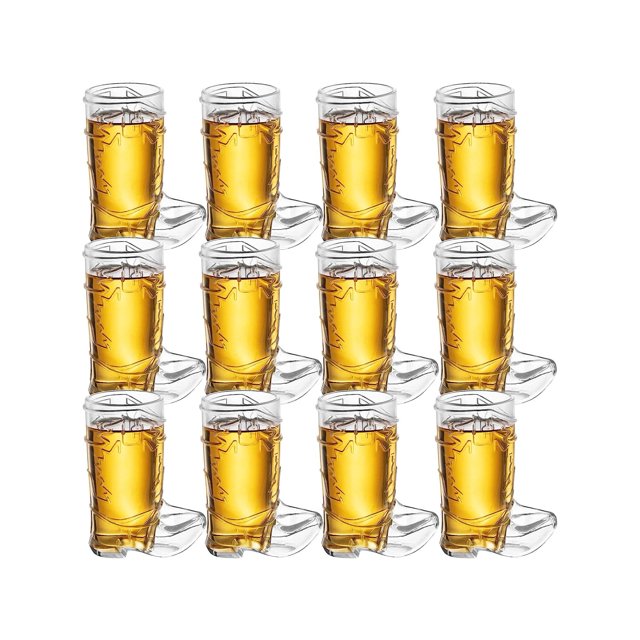 10 Pcs / Set Cowboy Boot Shot Glasses Mini Reusable And Disposable Clear Plastic Shot Glass Cups For Themed Birthday Parties Decorations And Cowboy Ba