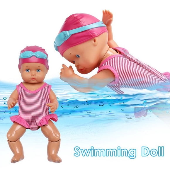 DEBGFS Pink Waterproof Baby Swimming Doll Reborn Swim Doll Electric Joint Movable Lifelike Babies Doll Kid Girls Toy with Clothing Swimming Water Doll Best Gift Toy for Children