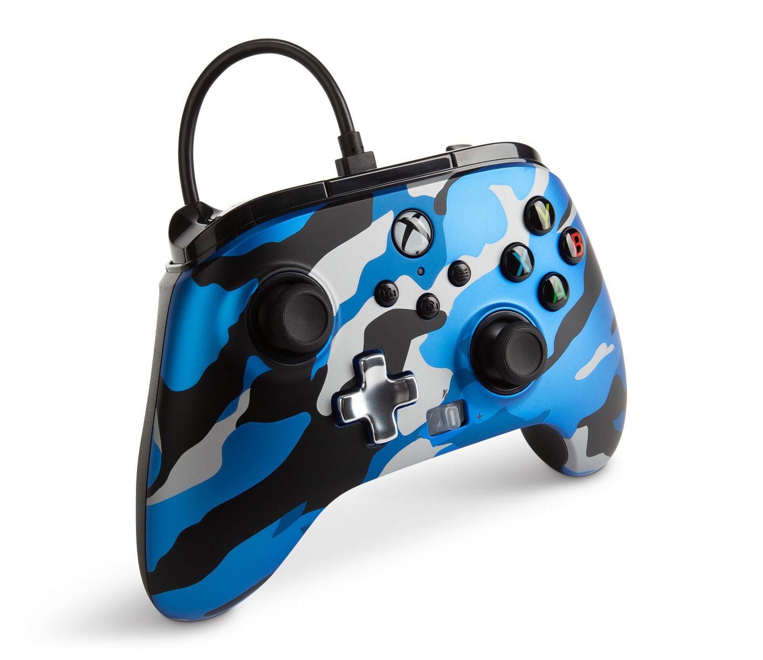 PowerA Enhanced Wired Controller for Xbox - Metallic Blue Camo; gamepad, wired video game controller, gaming controller, Xbox Series X|S, Xbox Series X|S