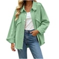 thumbnail image 2 of Women's Fashion Long Sleeve Hooded Solid Color Tassel Lapel Button Denim Jackets Top Casual Outerwear Coat For Women Street Style, 2 of 7