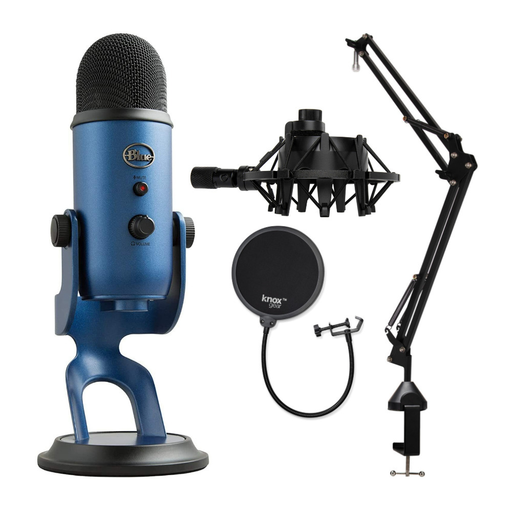 Blue Microphones Yeti Microphone (Midnight Blue) with Boom Arm Stand