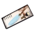 thumbnail image 2 of Juego de pluma de pluma Bling Bling pluma de Metal tallada con tinta vintage azul cielo, 2 of 12
