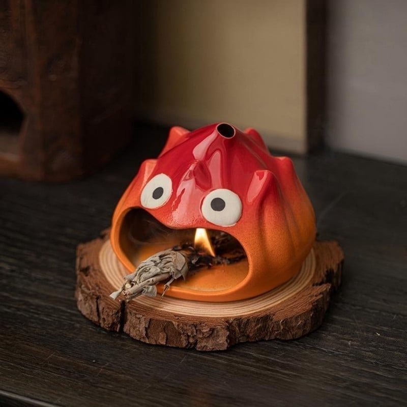 Cute Red Owl Ceramic Palo Santo Holder Incense Burner - Cartoon Animal Holder for Holy Wood Sticks/Cones | Fun Decor for Energy Cleansing, Meditation, Bedroom & Desk