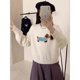 thumbnail image 1 of Suéter coreano con patrón de bordado de perro salchicha de estilo universitario que reduce la edad para mujer en otoño e invierno, nuevo suéter suelto y versátil, 1 of 4