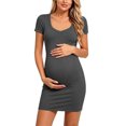 thumbnail image 2 of QSAWXQZ Women's Maternity Dress Crew Neck Short Sleeve Bodycon Mini Dress for Summer L, 2 of 7