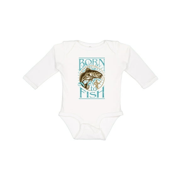 Inktastic Born to Fish Boys or Girls Long Sleeve Baby Bodysuit