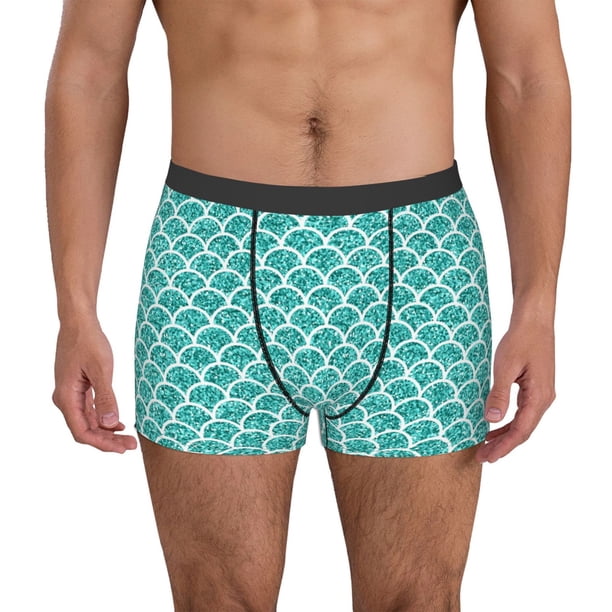 Balery Aquamarine Glitter1 Calzoncillos bóxer para hombre, ropa interior de algodón suave y transpirable con cinturilla de nailon-Medium