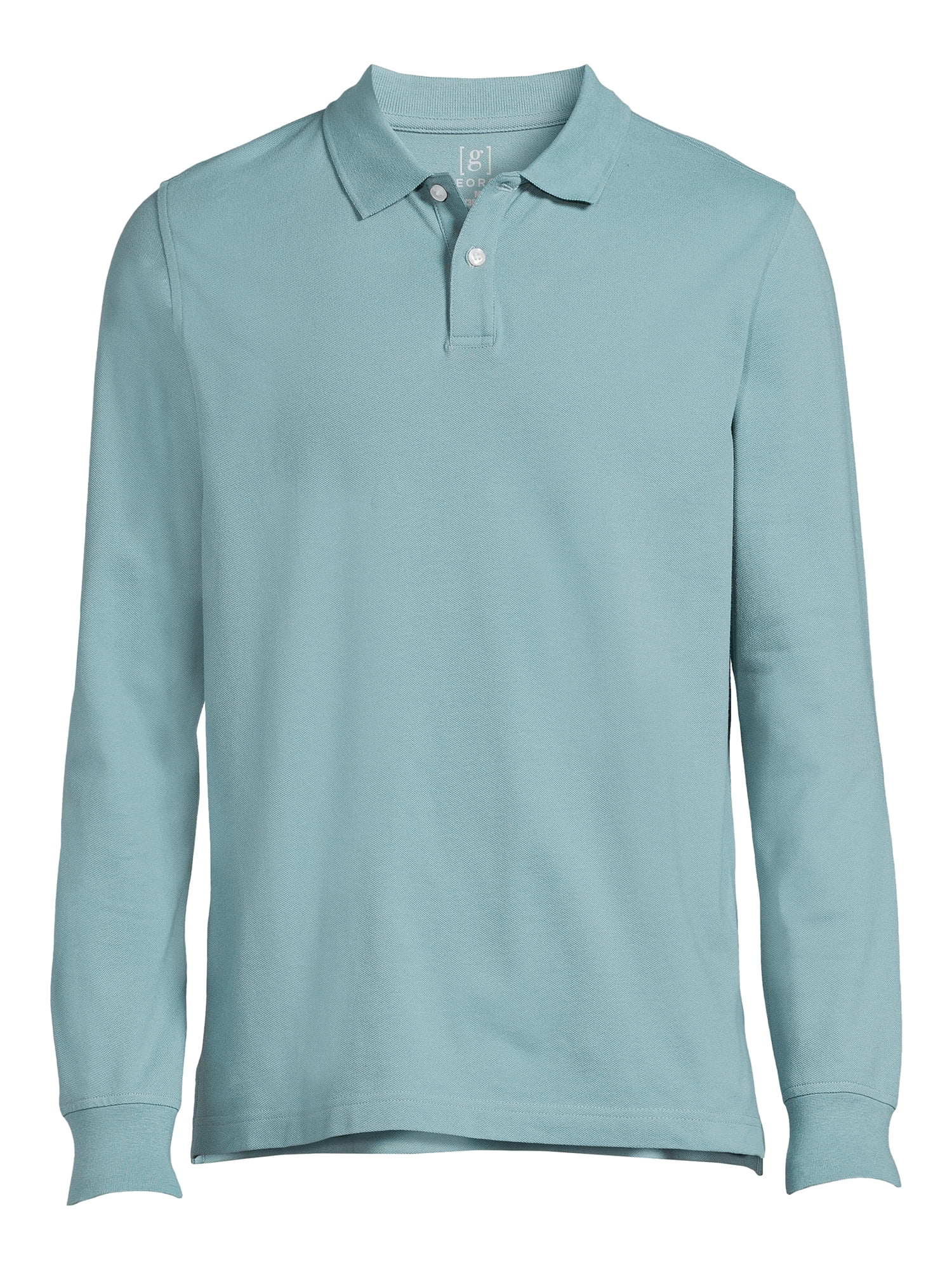 George Men's Pique Polo Shirt with Long Sleeves, Sizes S-3XL