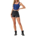 thumbnail image 2 of INSPIRAR CHIC Top de Mujer Cuello Cuadrado Dobladillo Asimétrico Con Cremallera Corset Tops XL Azul Real, 2 of 5