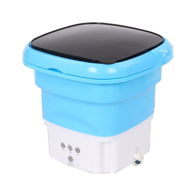 Large Capacity Portable Washing Machine Foldable Underwear Socks Adjustable Washer Wash Machines Cleaning for Dormitory Blue Type 1