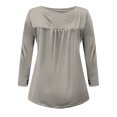 thumbnail image 5 of AherBiu Women Tunic Tops to Wear with Leggings Spring Long Sleeve Shirts Button Scoop Neck Ruched Loose Blouse, 5 of 5