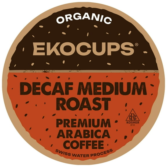 EKOCUPS Organic Swiss Water Decaf Medium Roast Coffee Pods, 30% More Coffee Per Cup, Fair Trade Decaffeinated Coffee for Keurig K Cup Machines, Recyclable Pods, 40 Count