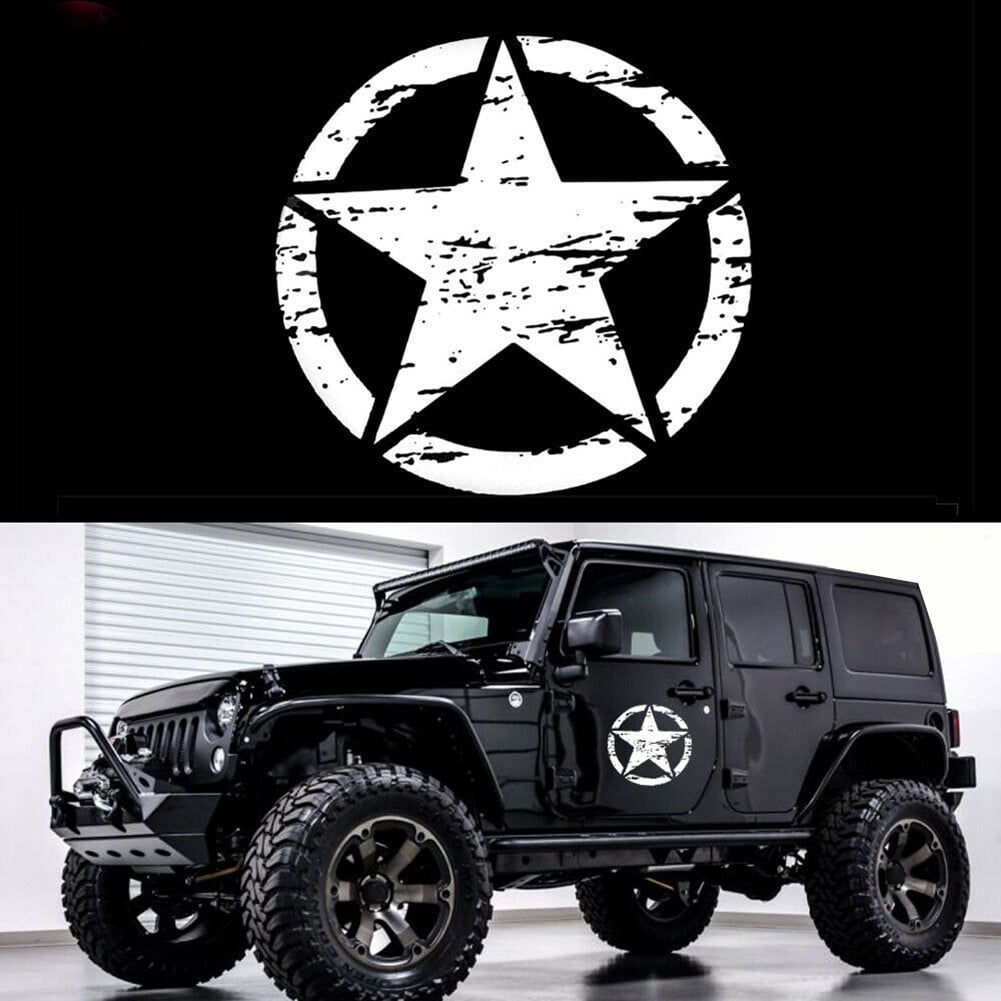 Set 3 Stickers Star Army bodywork Graphic Jeep Renegade Off Road White 