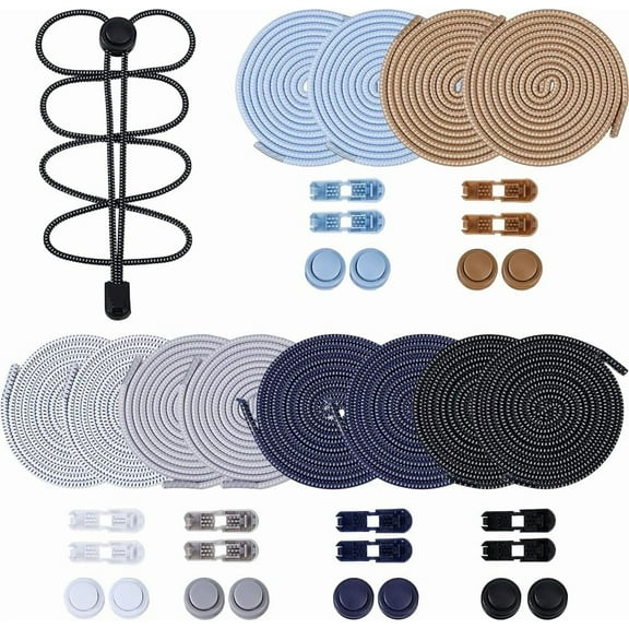 6 Pairs 6 Colors No Tie Elastic Shoe Laces Elastic Tieless Shoe Laces Sneakers Stretch Flat Tieless Shoestrings No Tie Shoelaces