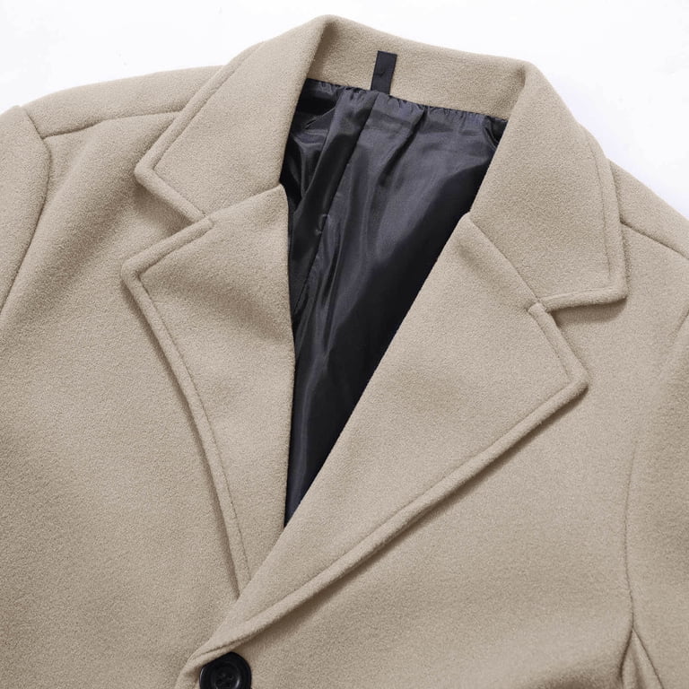 Lcziwo Winter Trench Coat Men Notched Collar Single Breasted Top