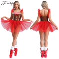 thumbnail image 2 of Disfraz de Cosplay de pan de jengibre de Navidad para mujer, vestido de tutú de malla a rayas con lazo, mono de Navidad, Año Nuevo, ropa de juego de rol para hombre con galletas, 2 of 5