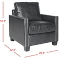 thumbnail image 4 of SAFAVIEH Horace Leather Club Chair Silver Nail Head Antique Black, 4 of 7