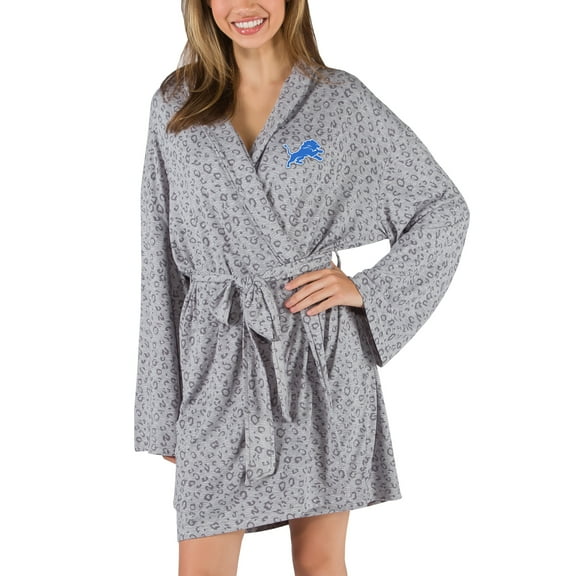 Women's Concepts Sport Gray Detroit Lions Frill Hacci Knit Robe