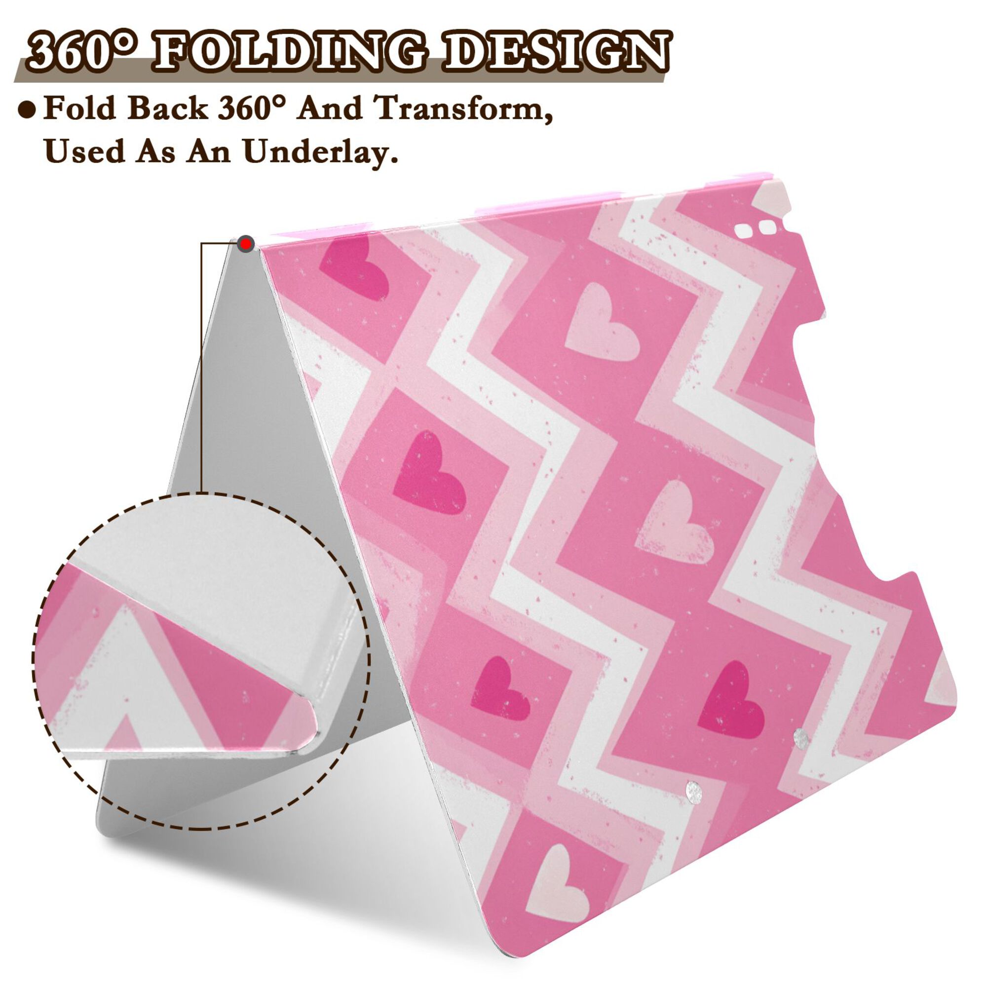 FORMRS A4 Clipboard Folder with Pen Holder Horizontal Foldable School Office Binder, Heart Geometric