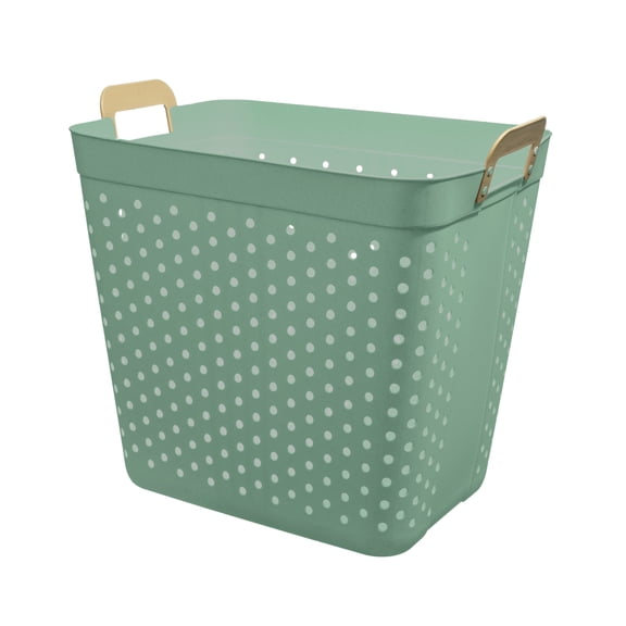 Mainstays 2 Bushel Laundry Basket, Flex Rectangle Deco, Sage Green, Adult