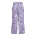 thumbnail image 5 of Women's Casual Pants Women'S Floral Embroidered Lace Printed Loose Pocket Patchwork Casual Pants,Purple Women's Casual Pants XXL, 5 of 5
